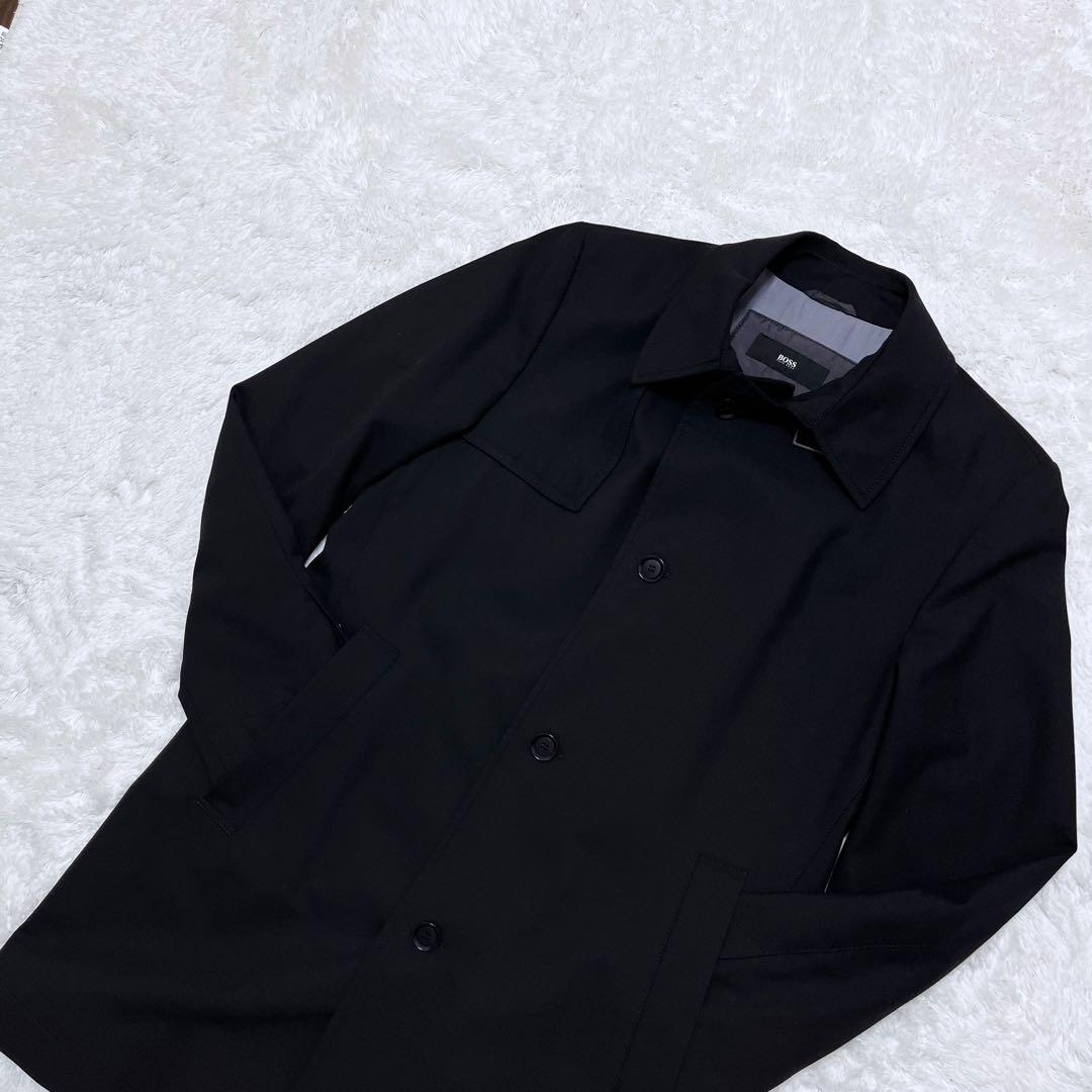 【GORE-TEX】HUGO BOSS ステンカラーコート 防水 黒 50 L