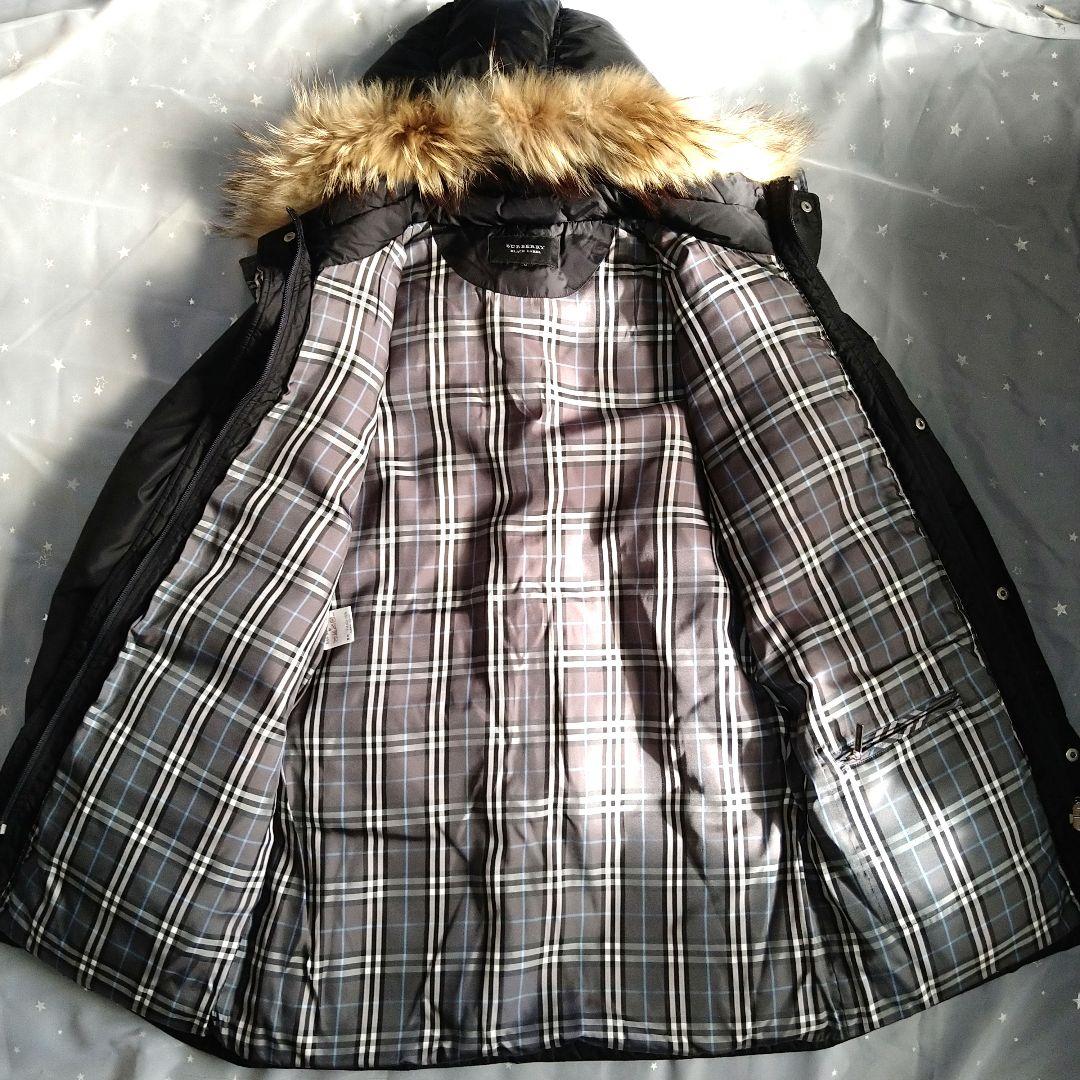 バーバリーブラックレーベル ダウンジャケット 裏地ノバチェック 黒 M