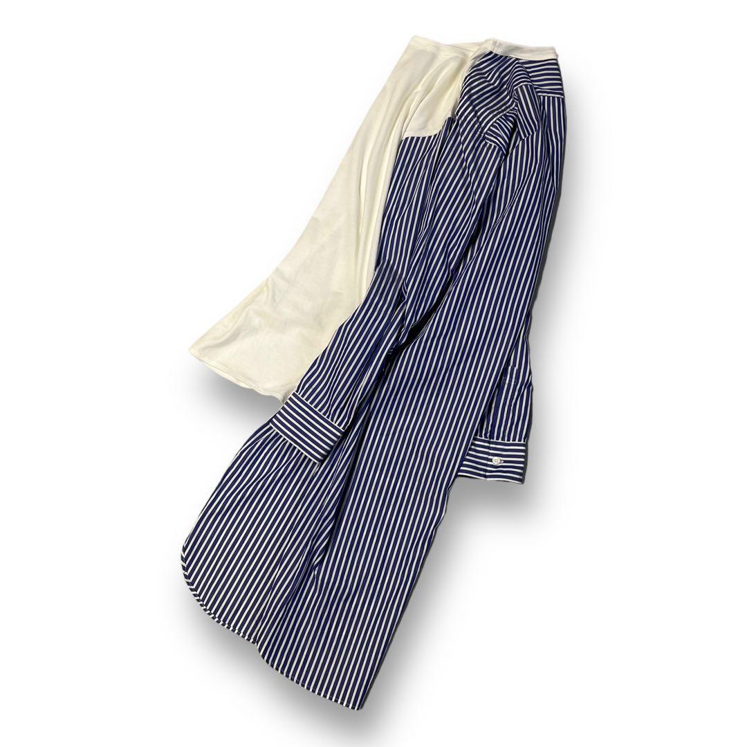 COMMEdesGARCONS SHIRT】異素材ドッキング ロングシャツ S