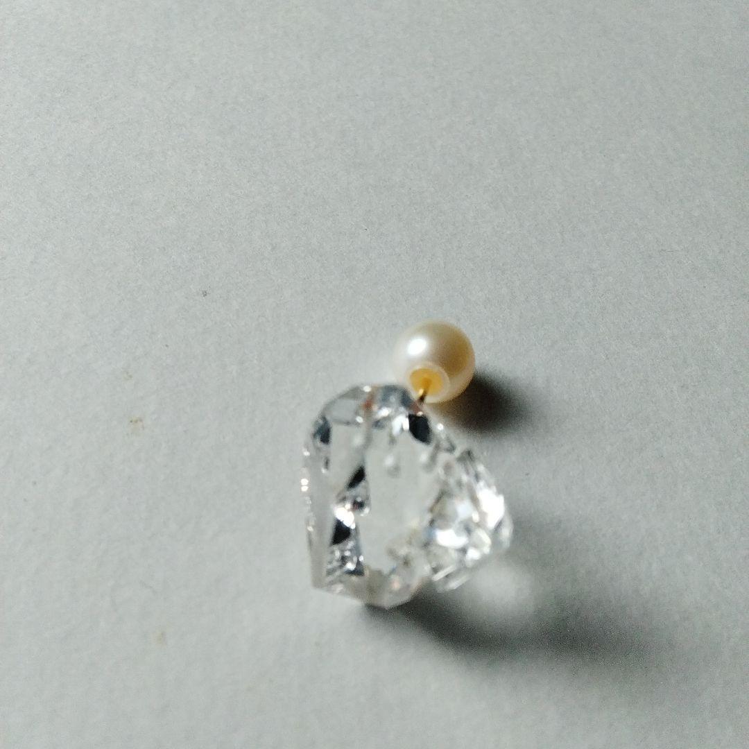 大粒 双子 ハーキマーダイヤモンド K18YG 片耳用 一粒ピアス