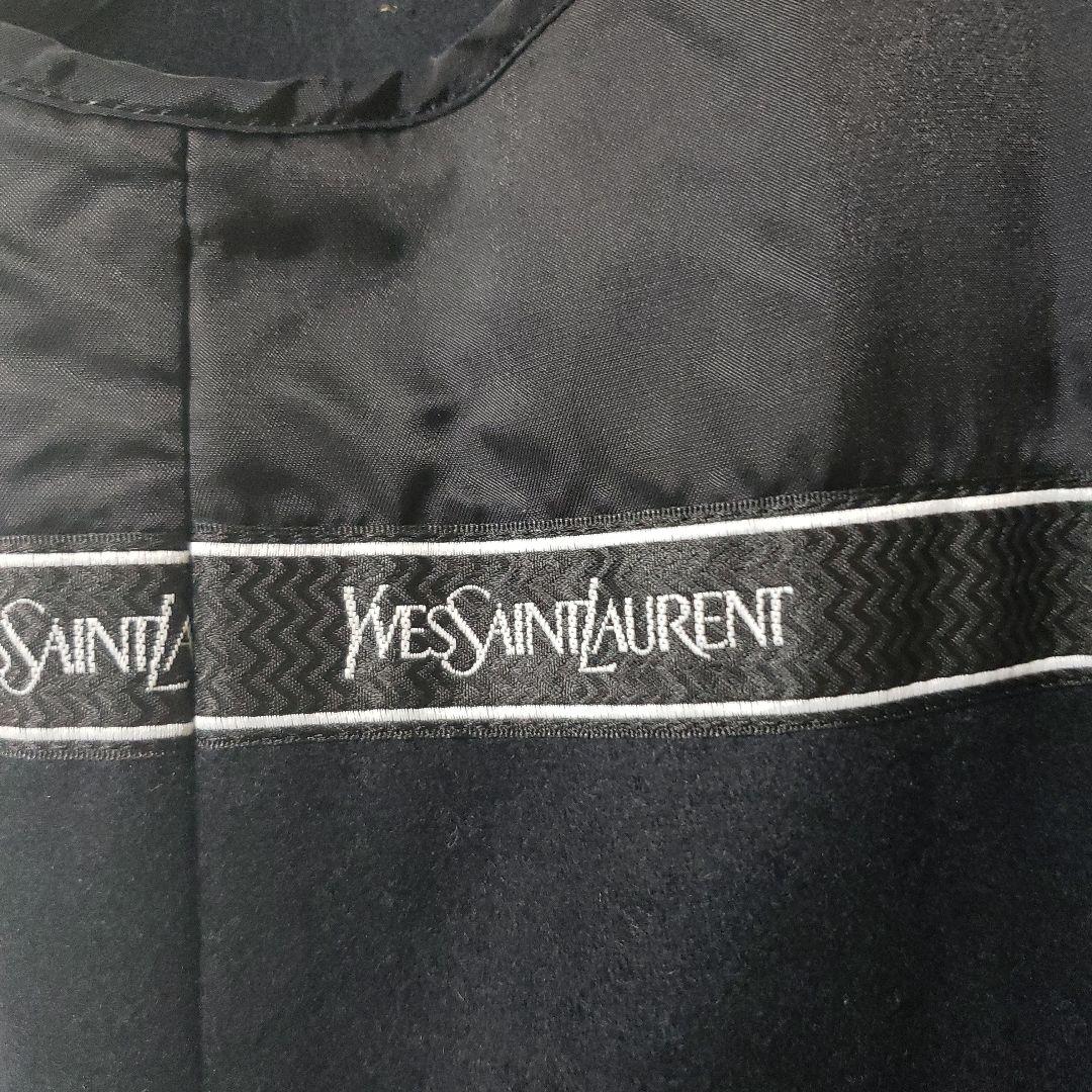 イヴ・サンローラン　ダークグレーステンカラーコート絹毛混　極美品　オンワード樫山