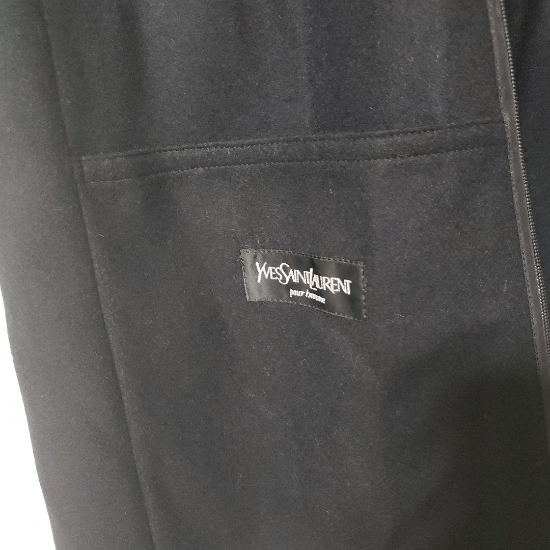 イヴ・サンローラン　ダークグレーステンカラーコート絹毛混　極美品　オンワード樫山