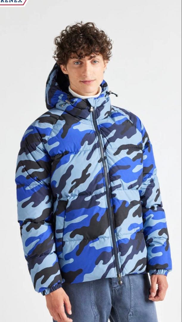ピレネックス　huuo18 sten2 print camo blue ダウン