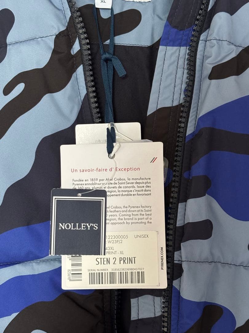 ピレネックス　huuo18 sten2 print camo blue ダウン