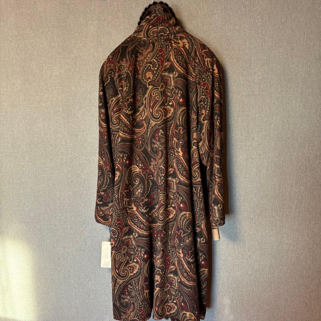 【新品】希少　美しい柄✨✨カシミヤ100%の艶やかなロングコート　ミンクの襟