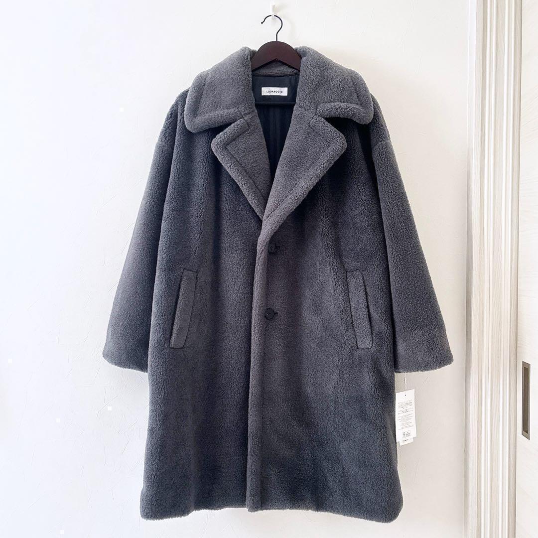 新品 LIGNAGGIO×ECOPEL ラムボア風フェイクファーロングコート M