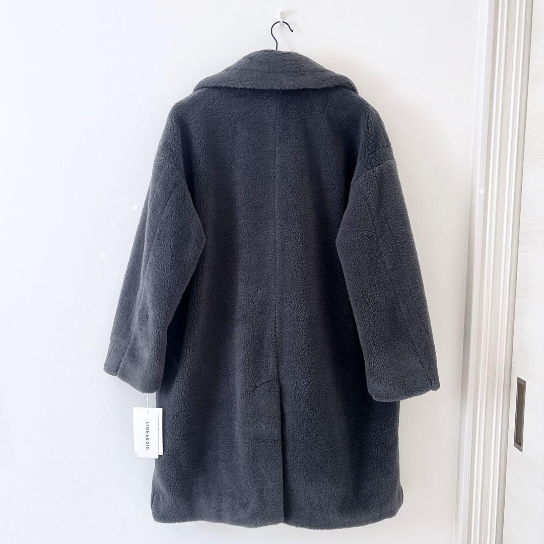 新品 LIGNAGGIO×ECOPEL ラムボア風フェイクファーロングコート M