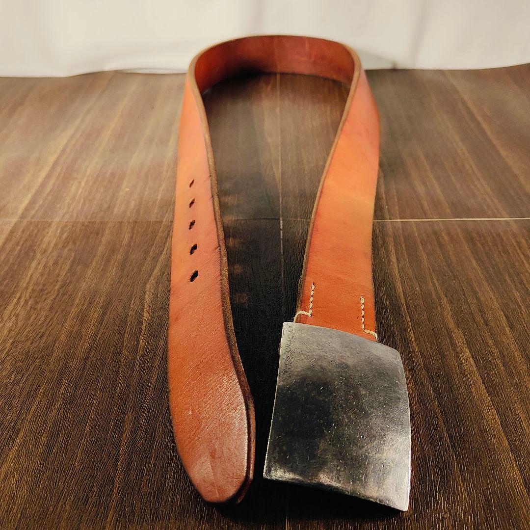 【極厚5mm】フラットヘッド　高級サドルレザードレスベルト 無骨スクエアバックル