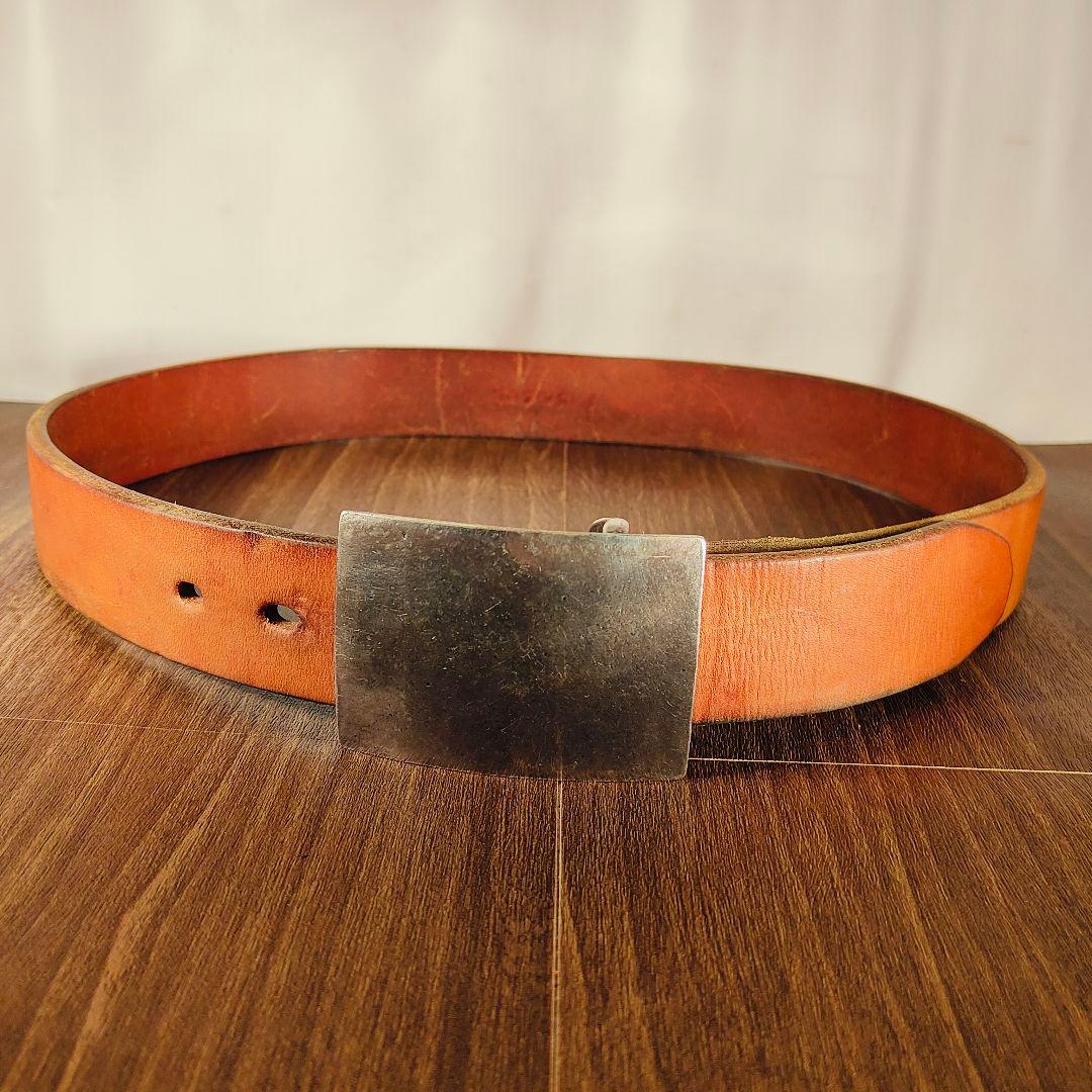 【極厚5mm】フラットヘッド　高級サドルレザードレスベルト 無骨スクエアバックル