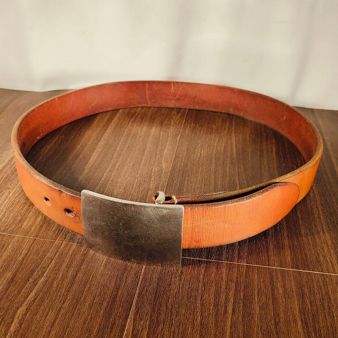 【極厚5mm】フラットヘッド　高級サドルレザードレスベルト 無骨スクエアバックル