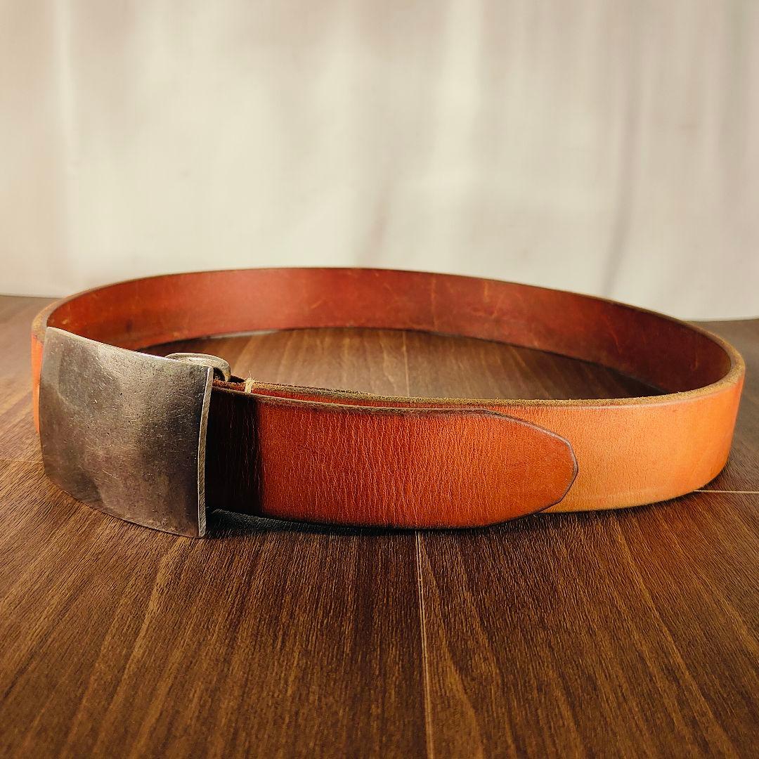 【極厚5mm】フラットヘッド　高級サドルレザードレスベルト 無骨スクエアバックル