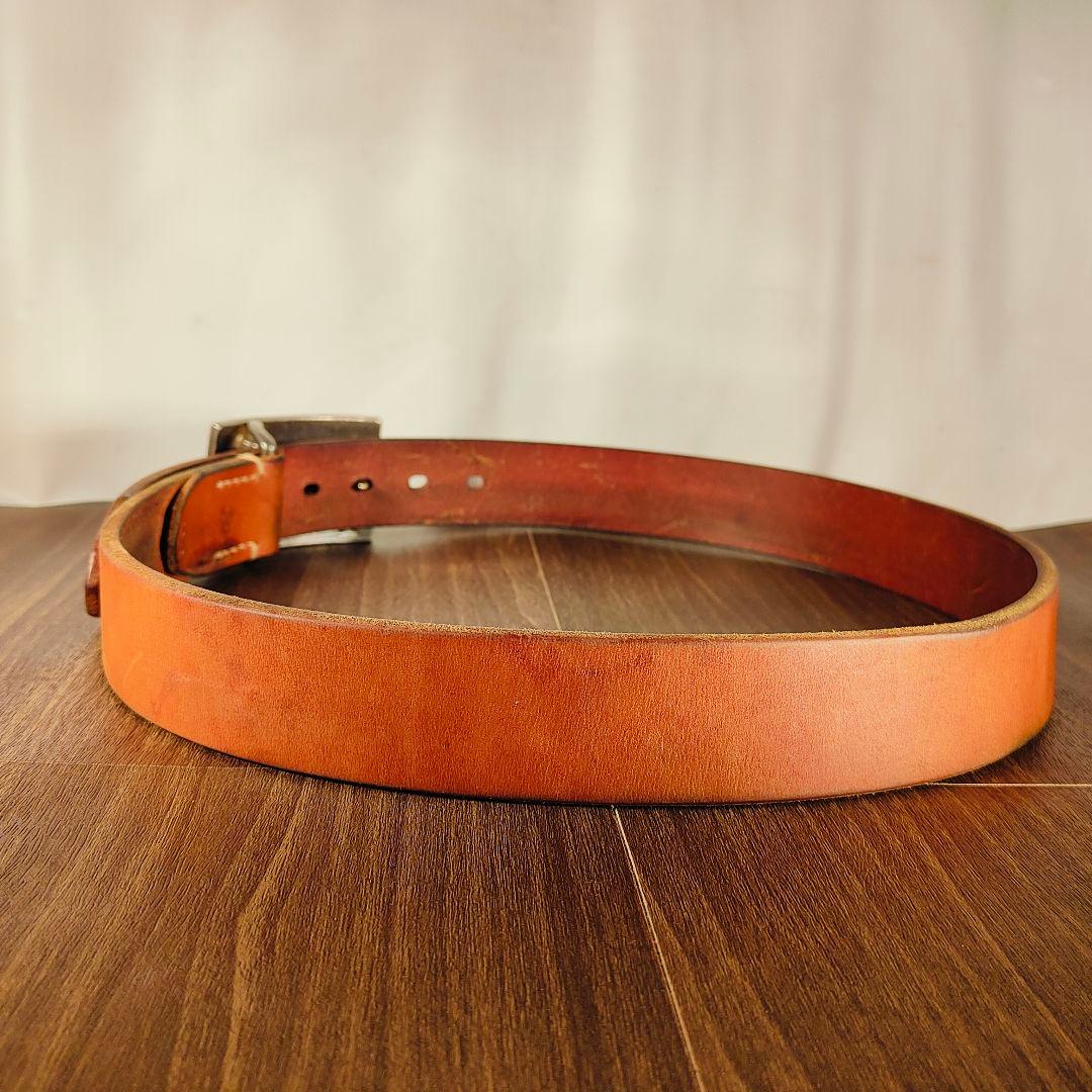 【極厚5mm】フラットヘッド　高級サドルレザードレスベルト 無骨スクエアバックル