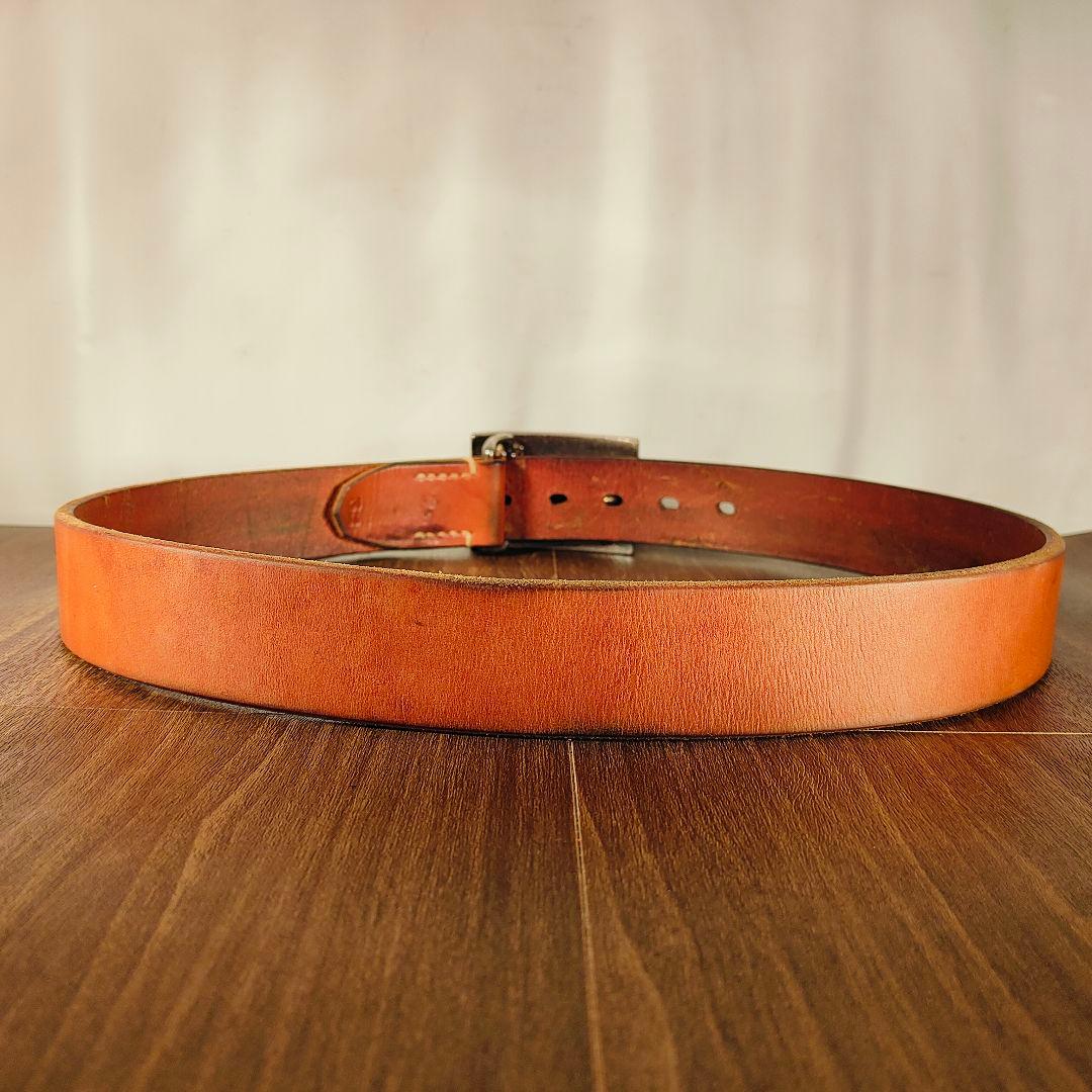 【極厚5mm】フラットヘッド　高級サドルレザードレスベルト 無骨スクエアバックル