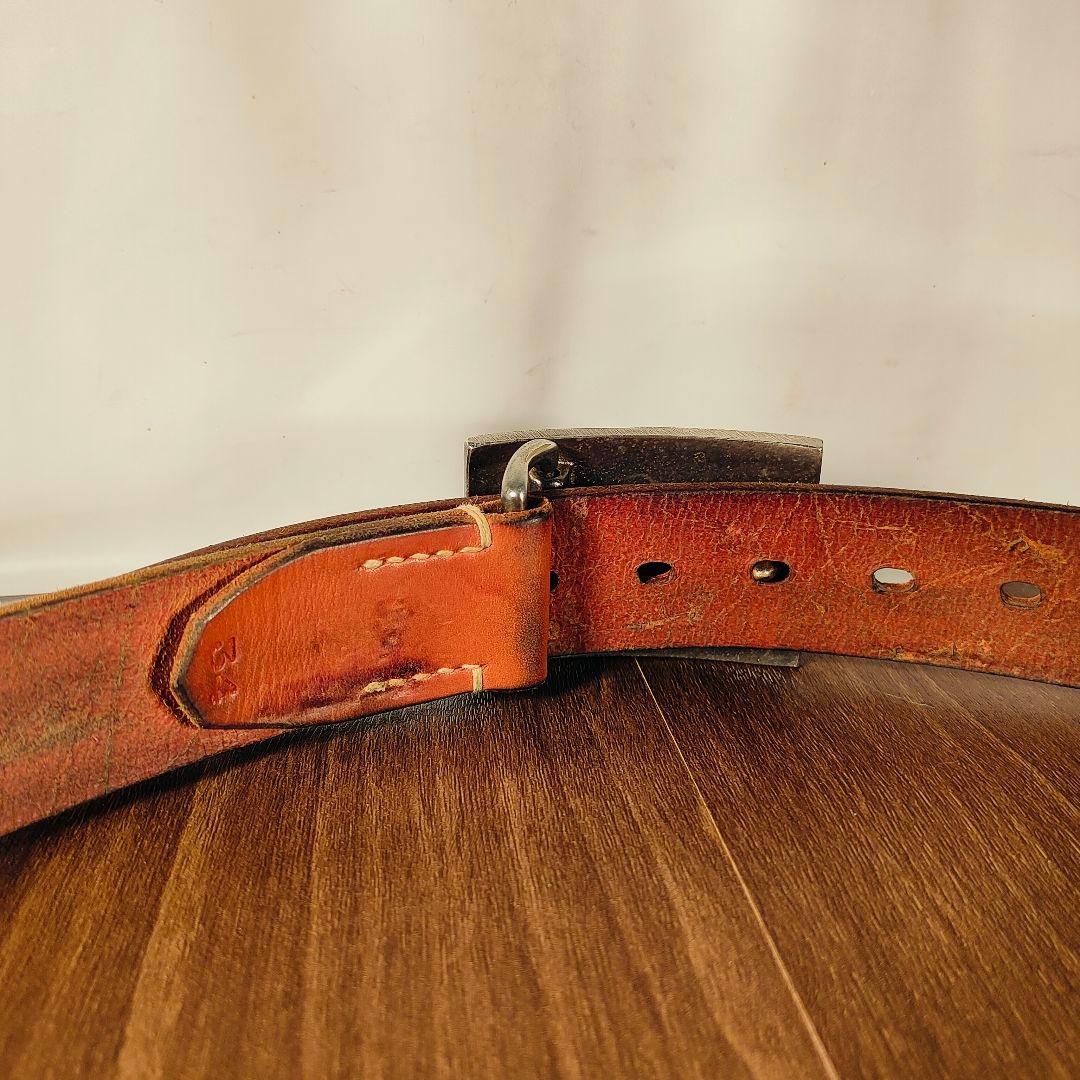 【極厚5mm】フラットヘッド　高級サドルレザードレスベルト 無骨スクエアバックル