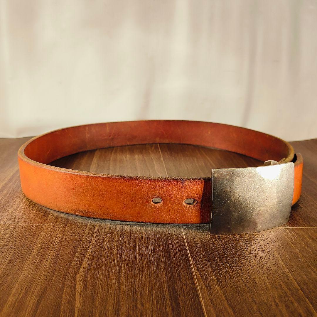 【極厚5mm】フラットヘッド　高級サドルレザードレスベルト 無骨スクエアバックル