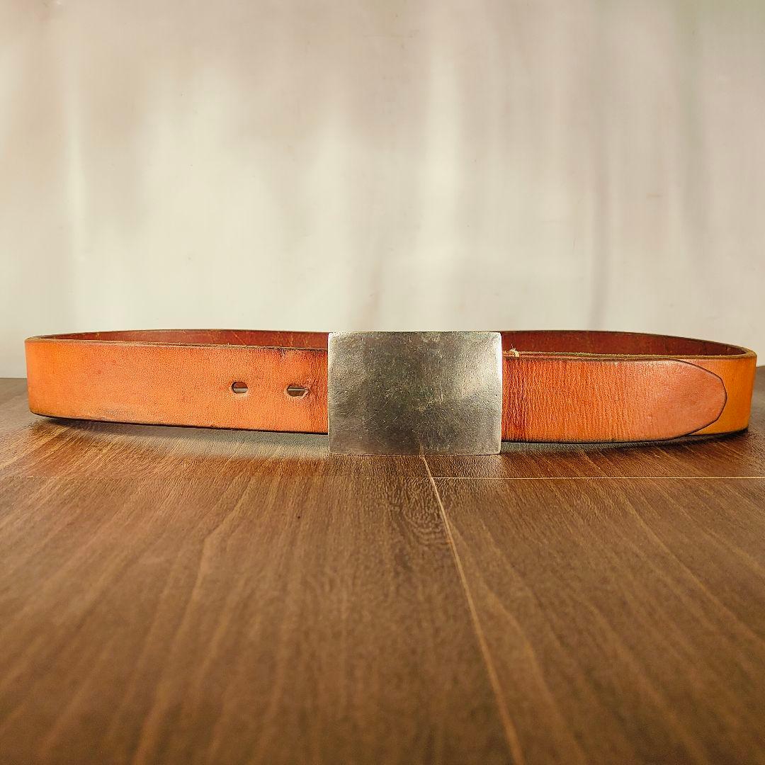 【極厚5mm】フラットヘッド　高級サドルレザードレスベルト 無骨スクエアバックル