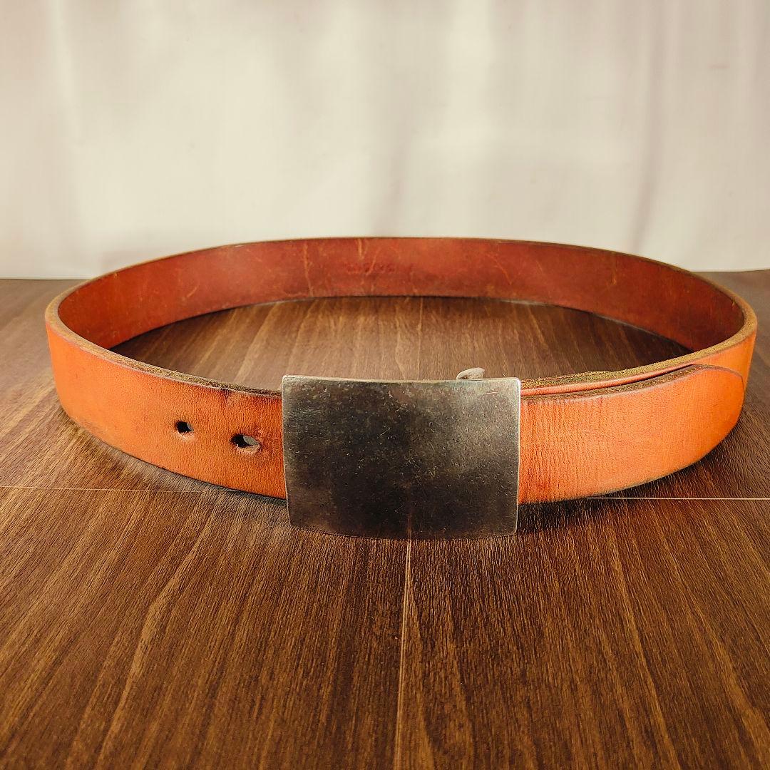 【極厚5mm】フラットヘッド　高級サドルレザードレスベルト 無骨スクエアバックル