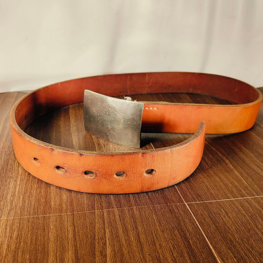 【極厚5mm】フラットヘッド　高級サドルレザードレスベルト 無骨スクエアバックル