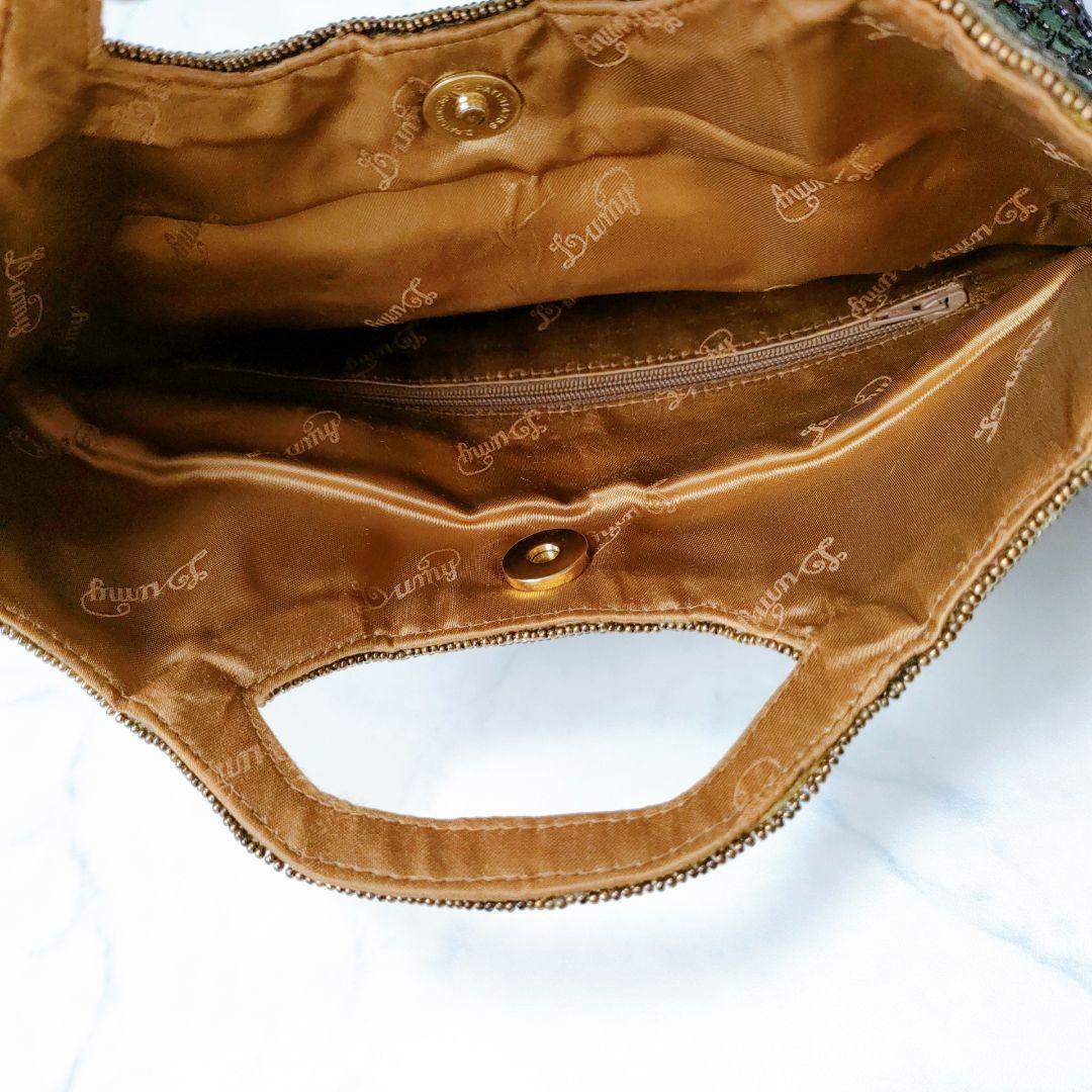 美品】Lumy ルミー はしもと ビーズ バッグ クラッチ 皇室御用達