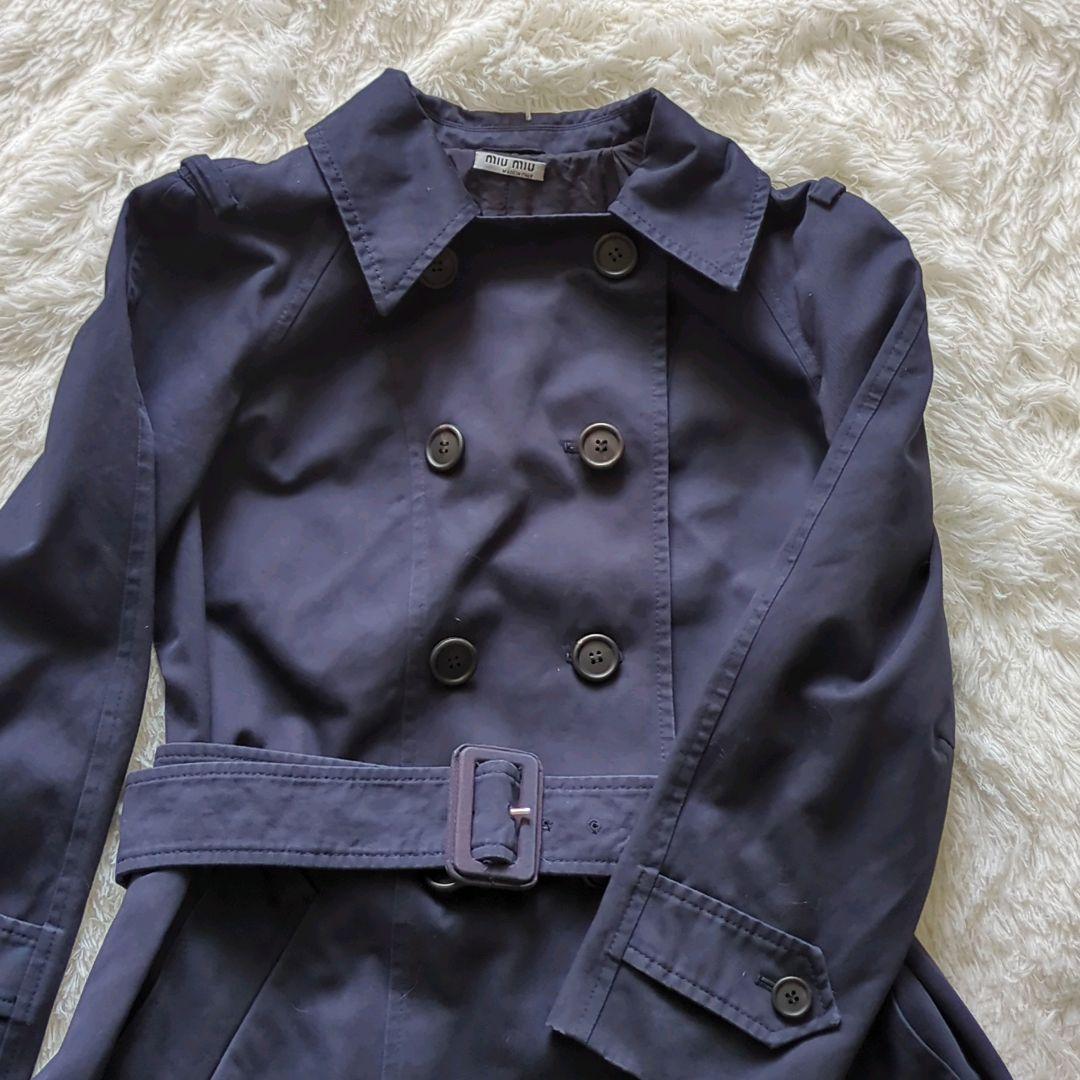 Miu Miu （ミュウミュウ）トレンチコート サイズ38　ネイビー　ベルト付
