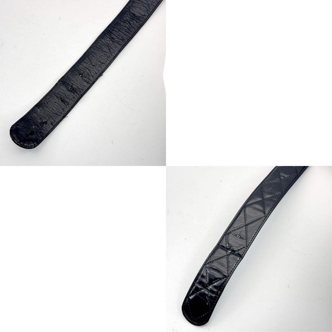 CHANEL ブラック　ココマーク　ベルト　マトラッセ　　パテントレザー　保存箱