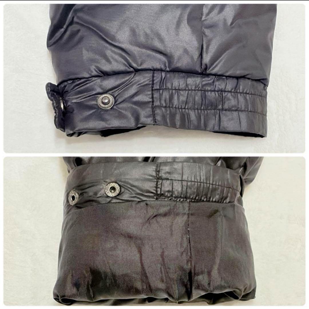 【美品】AVIREX ダウンジャケット ファー 肉厚 光沢 ブラック黒 L