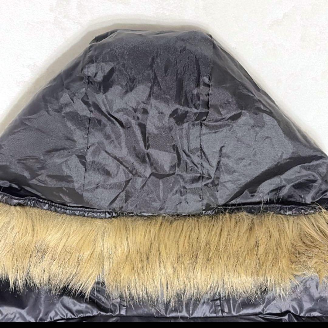 【美品】AVIREX ダウンジャケット ファー 肉厚 光沢 ブラック黒 L