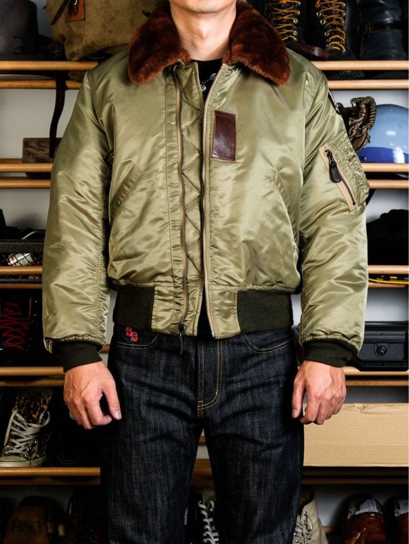 42XLサイズB-15B 初期型復刻ムートン襟高密度ナイロン ウールリブ