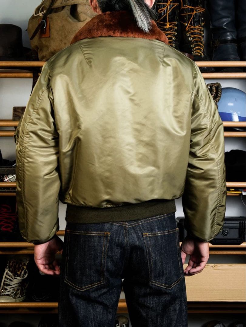 42XLサイズB-15B 初期型復刻ムートン襟高密度ナイロン ウールリブ