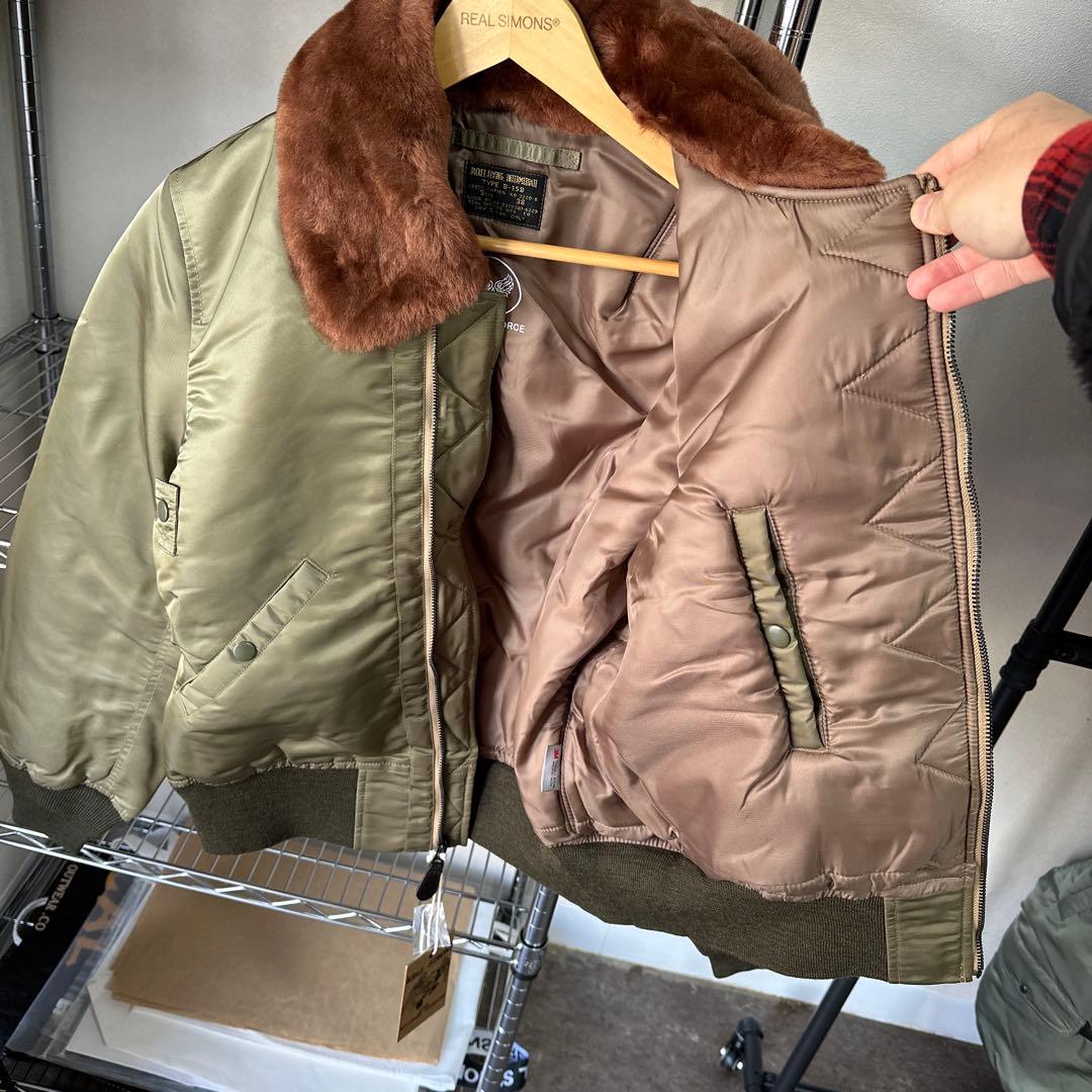 42XLサイズB-15B 初期型復刻ムートン襟高密度ナイロン ウールリブ