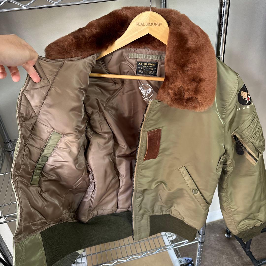 42XLサイズB-15B 初期型復刻ムートン襟高密度ナイロン ウールリブ