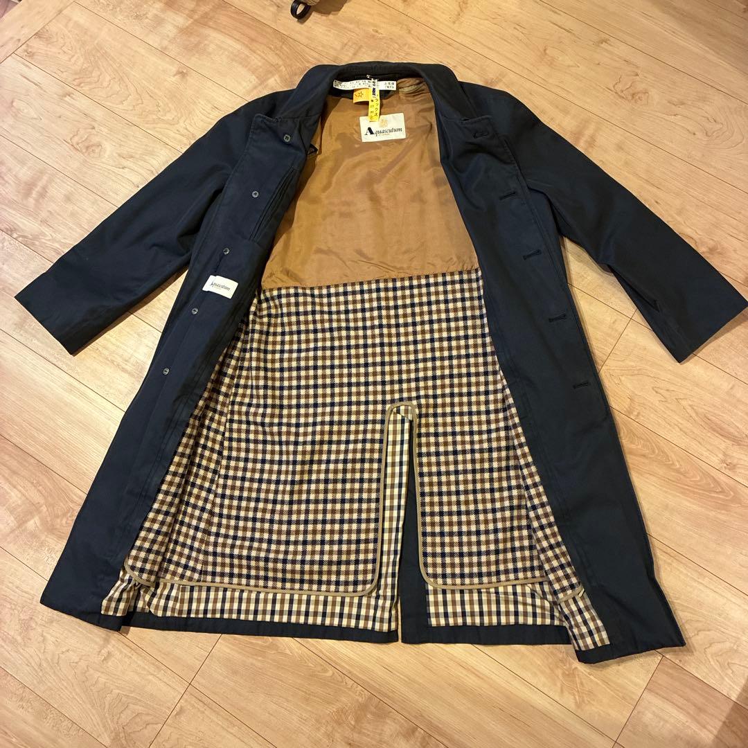 Aquascutum ステンカラーコート ネイビー
