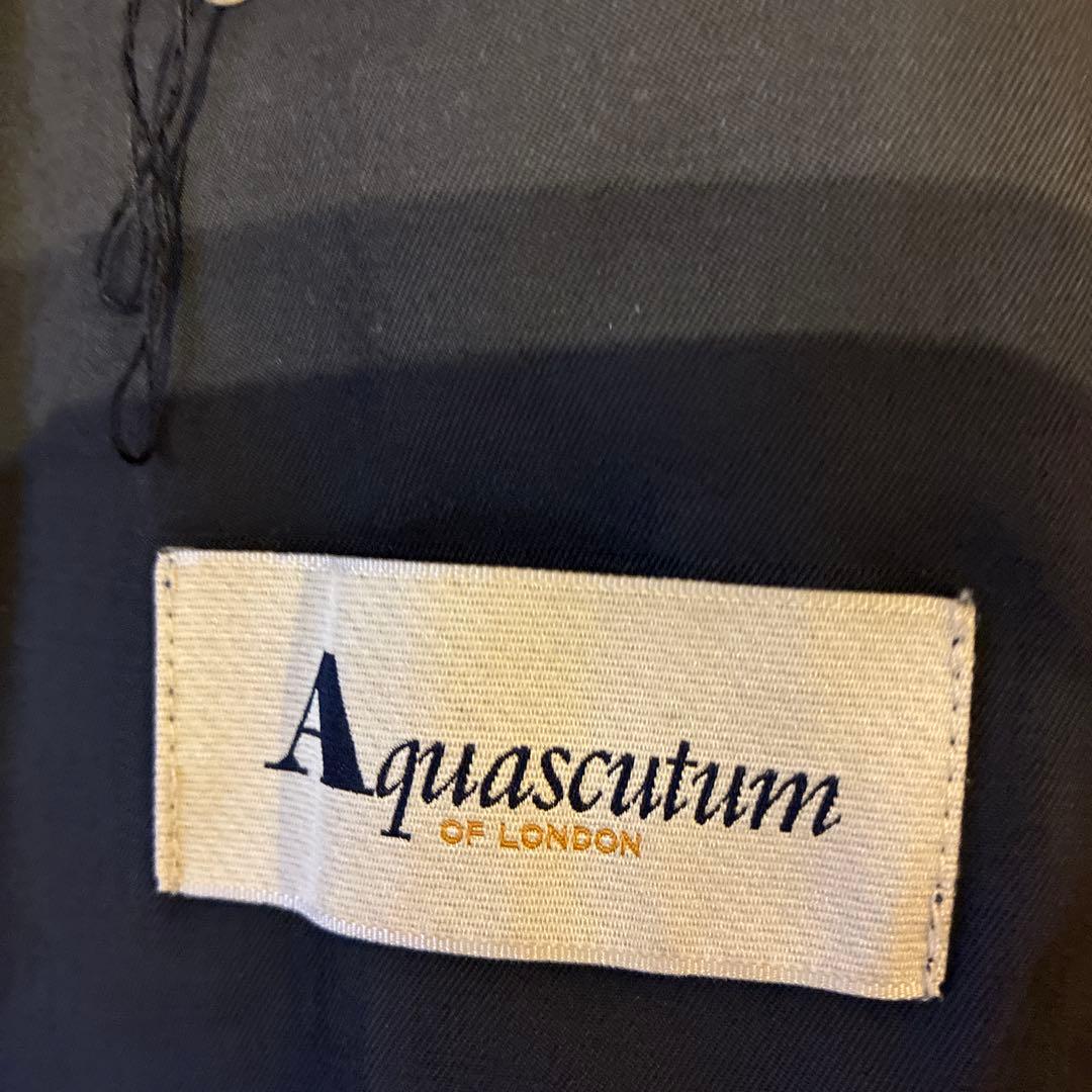Aquascutum ステンカラーコート ネイビー