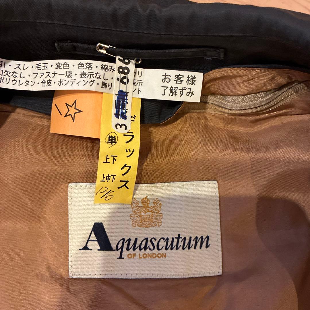 Aquascutum ステンカラーコート ネイビー
