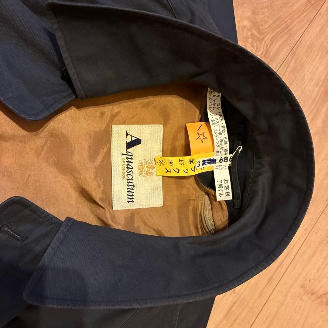 Aquascutum ステンカラーコート ネイビー