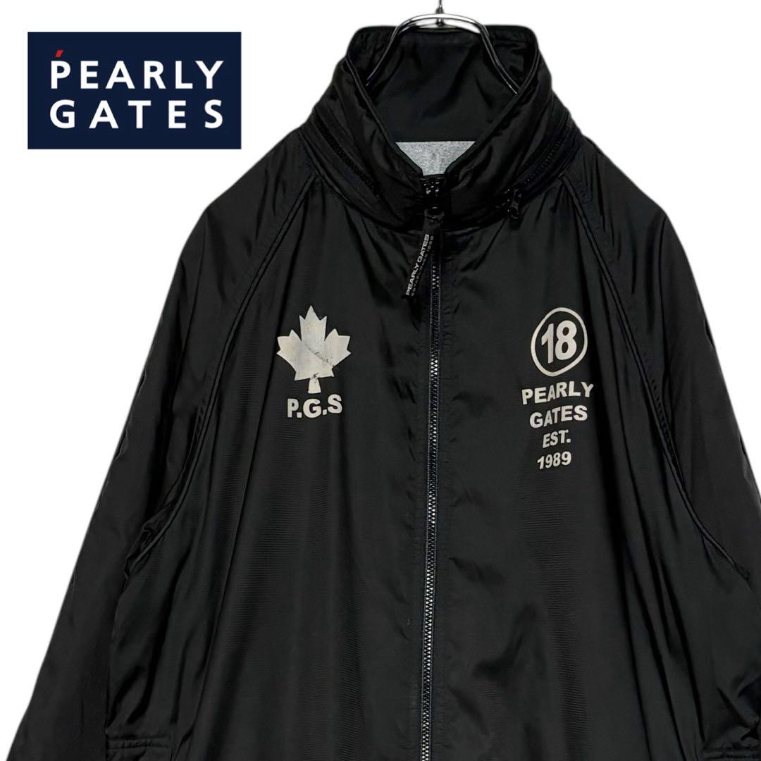 古着パーリーゲイツ ナイロンジャケット 黒 XL ジャンパー ゴルフ