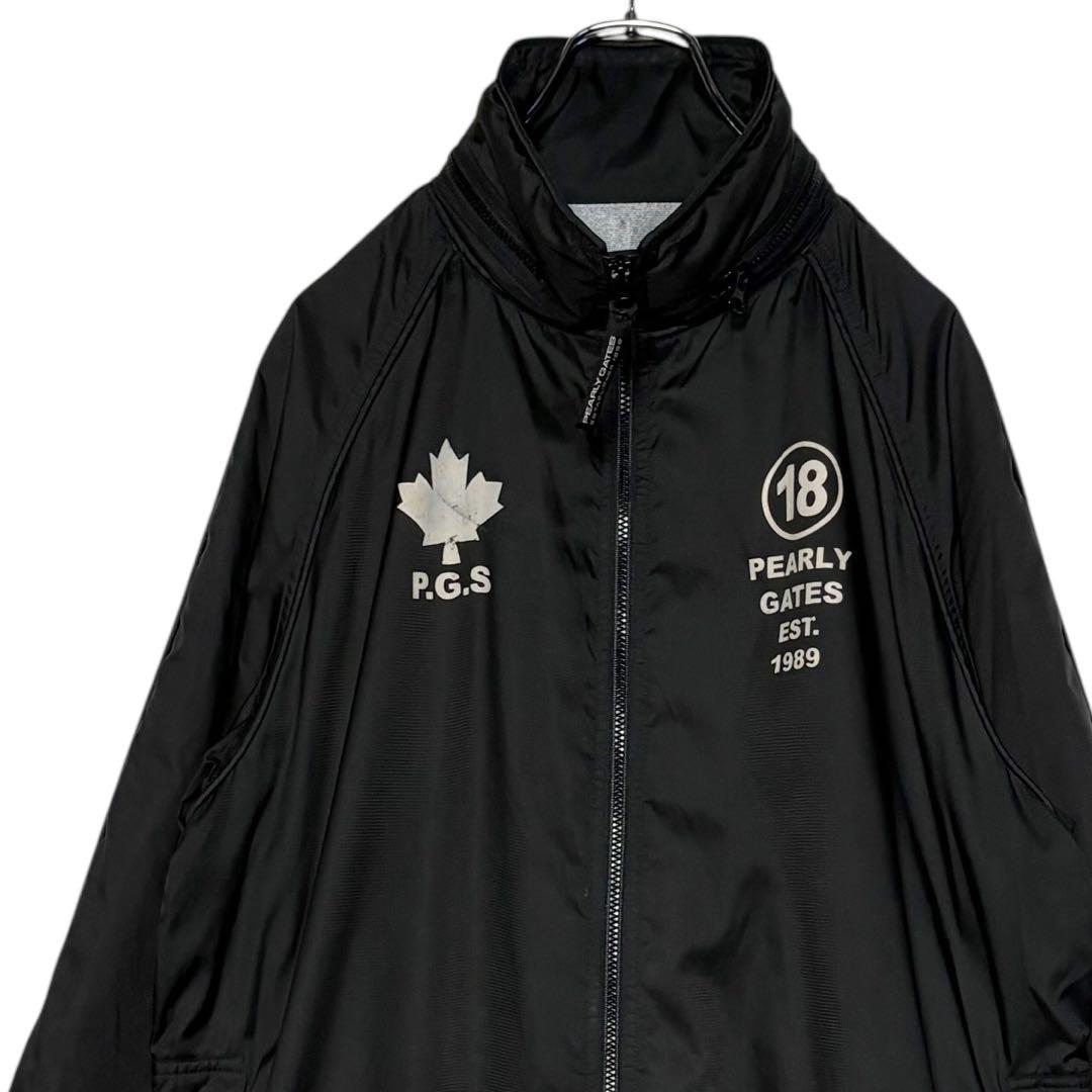 古着パーリーゲイツ ナイロンジャケット 黒 XL ジャンパー ゴルフ