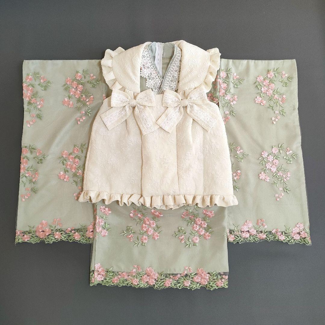 極美品✨️キャサリンコテージフラワーレース着物ワンピ＋被布セット七五三　100