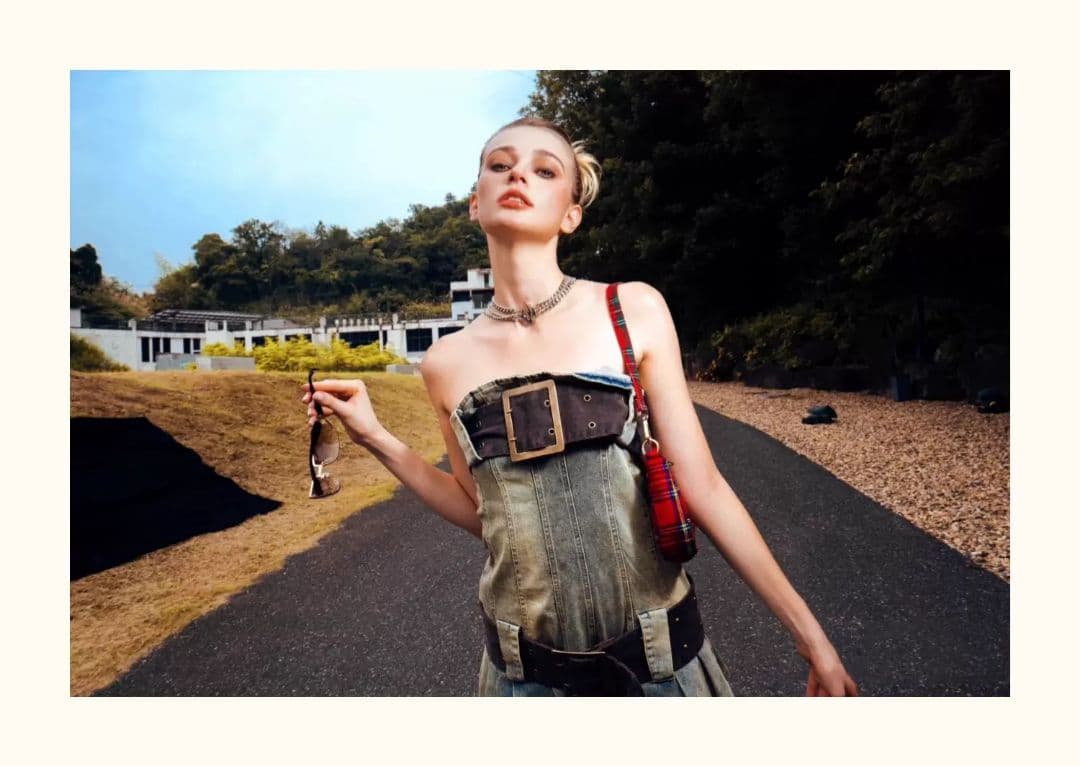 おしゃれデニムチューブトップスカート☆ワンショルダーで女子会コーデにぴったり