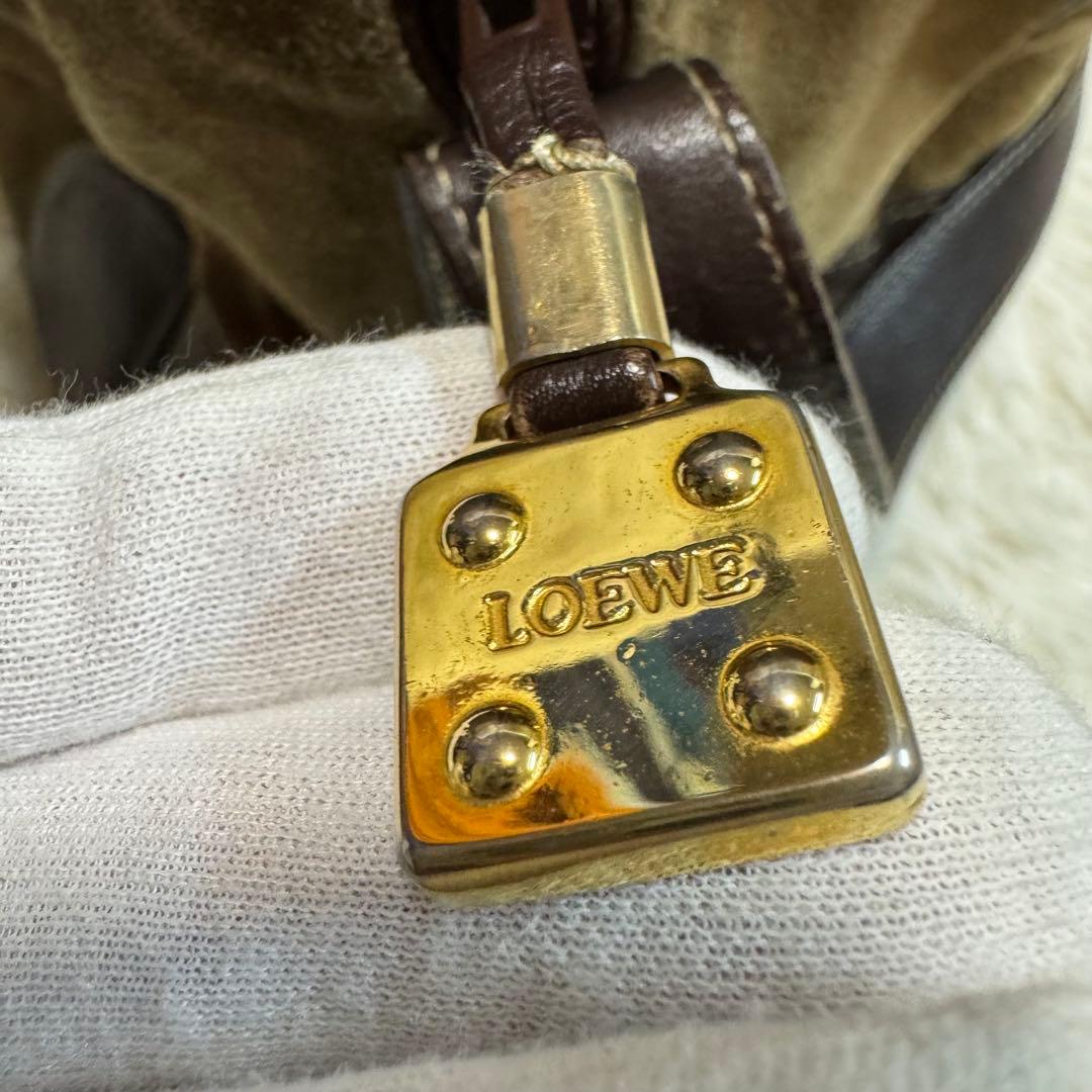 LOEWE ボストンバッグ ショルダー スエード レザー カラー(ブラウン)