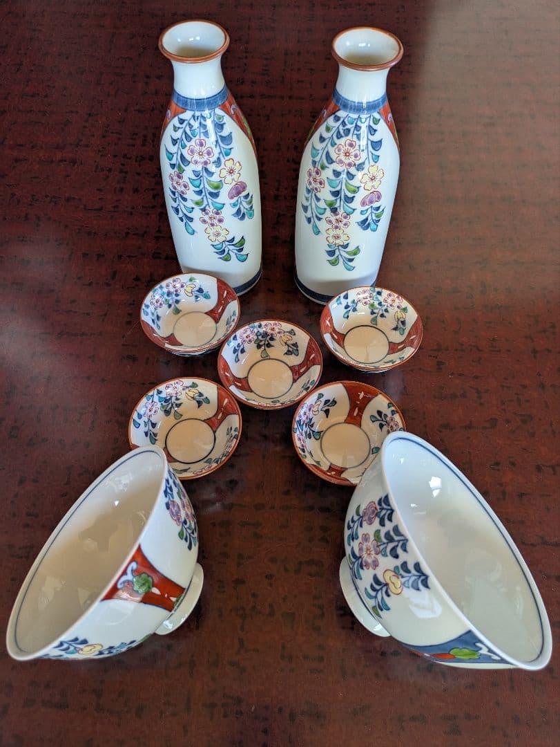 魯山　伊万里　夫婦茶碗と酒器のセット