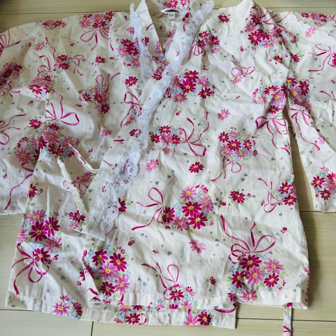 大人 浴衣ドレス セパレート 花柄 ピンク 浴衣・帯セット