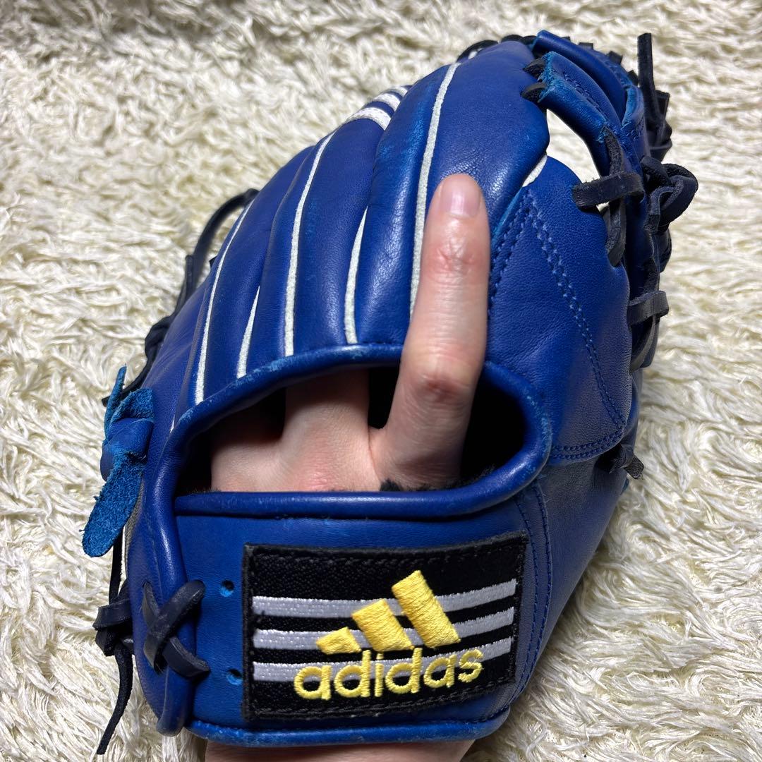 adidas アディダス 軟式 野球グローブ 一般 大人用 本革 希少ブルー 青