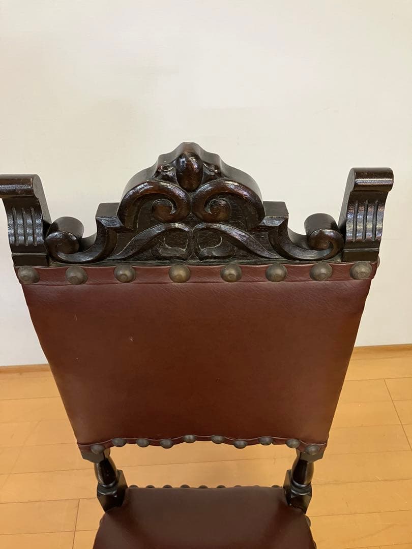 アンティーク　ハイバックチェア　アンティークチェア　検】イタリア　イギリス　鋲打