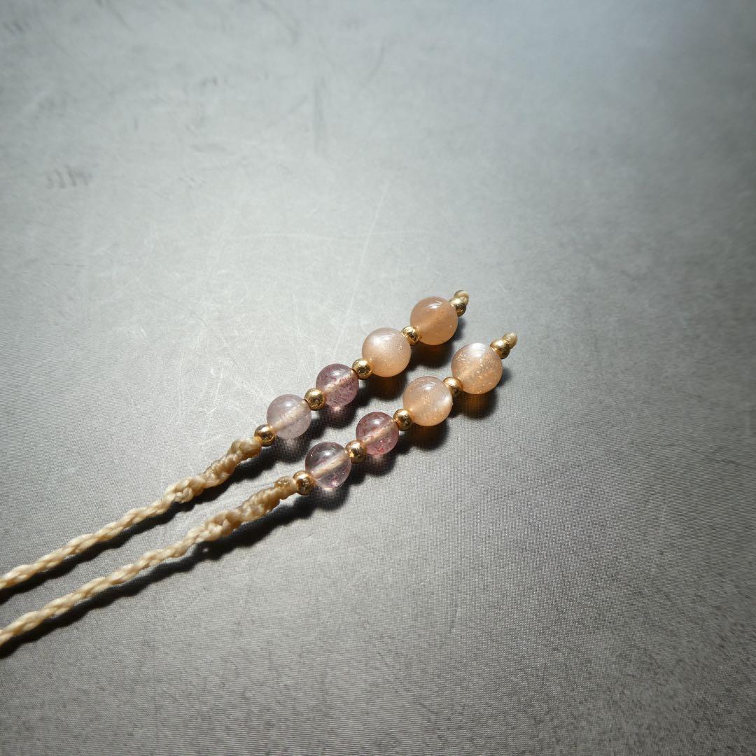 レアカラーサンストーン・レインボームーンストーンのマクラメネックレス