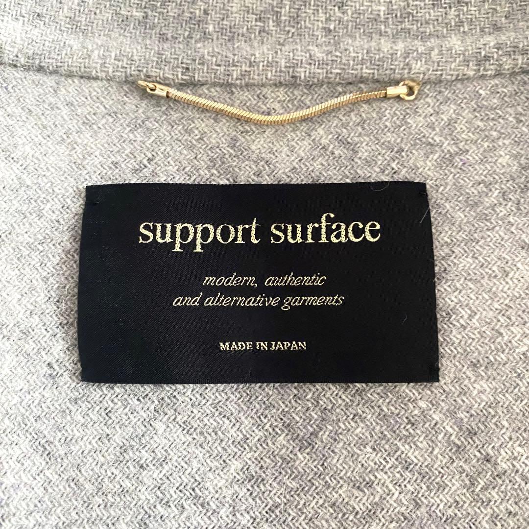 極美品 サポートサーフェス モヘヤウール チェックポンチョコート