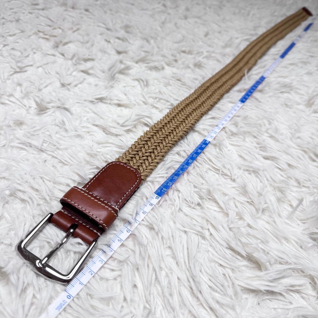 【極上級】ロロピアーナ イタリア製 メッシュ レザー ベルト ブラウン