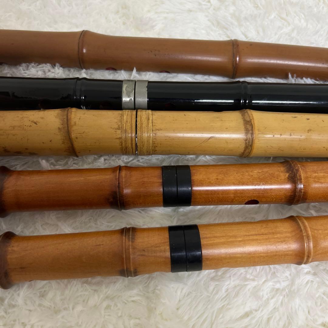 【 尺八 / 和楽器 】 笛 音楽 木製 工芸品　5本セット
