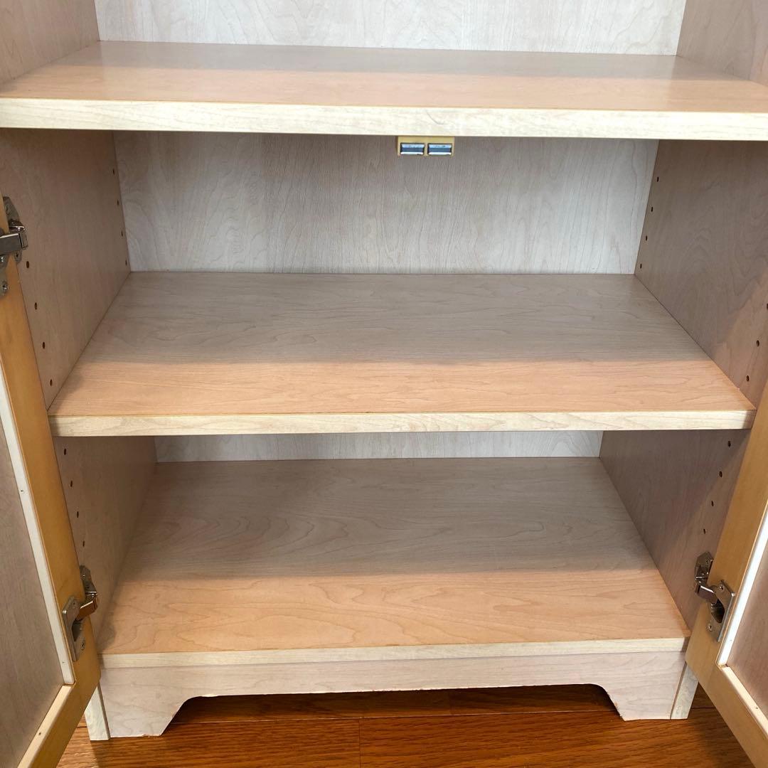 キャビネット ガラス戸棚 5段 食器棚 書棚 収納棚 リビング収納 ナチュラル