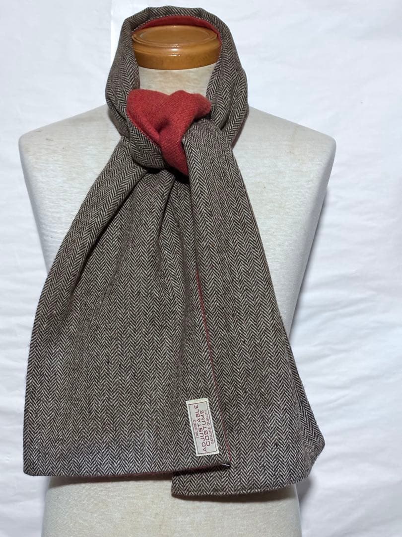 ADJUSTABLE COSTUME ヘリンボーンマフラーリバーシブル美品